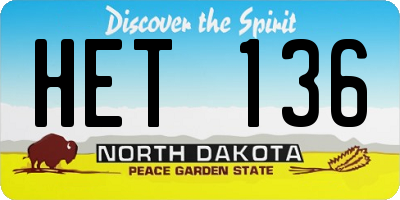 ND license plate HET136