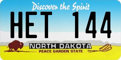 ND license plate HET144