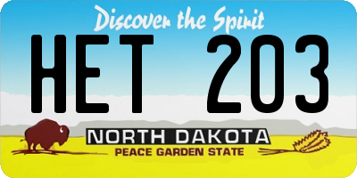 ND license plate HET203