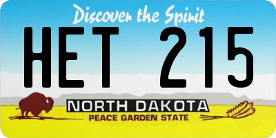 ND license plate HET215