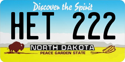 ND license plate HET222