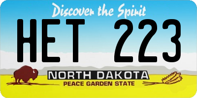 ND license plate HET223