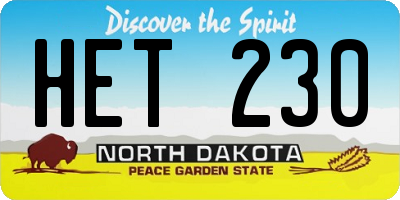 ND license plate HET230