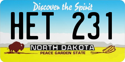 ND license plate HET231