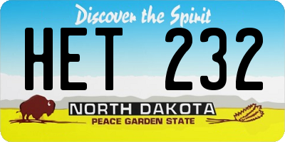 ND license plate HET232