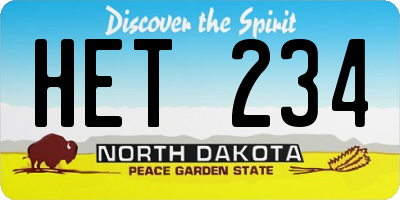 ND license plate HET234