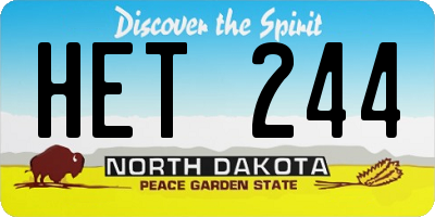 ND license plate HET244