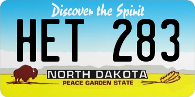 ND license plate HET283