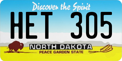 ND license plate HET305