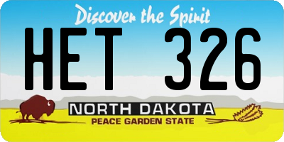 ND license plate HET326