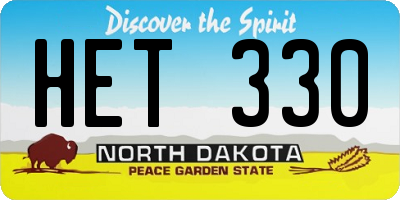 ND license plate HET330