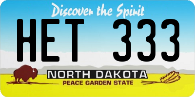 ND license plate HET333