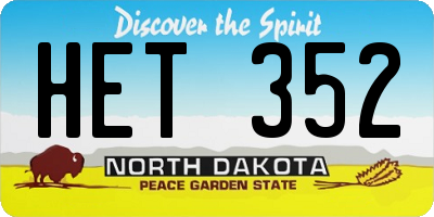 ND license plate HET352