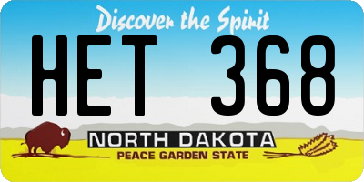 ND license plate HET368