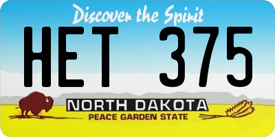 ND license plate HET375