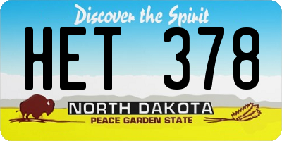 ND license plate HET378