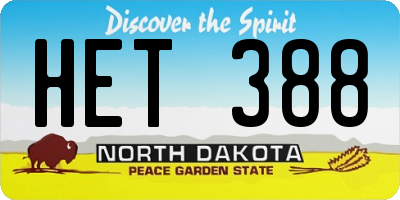 ND license plate HET388