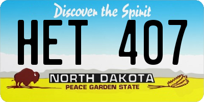 ND license plate HET407