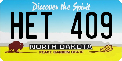 ND license plate HET409