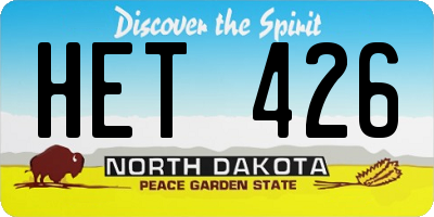 ND license plate HET426