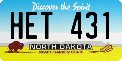 ND license plate HET431