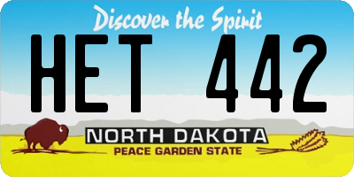 ND license plate HET442