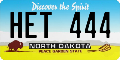 ND license plate HET444