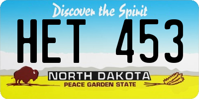 ND license plate HET453