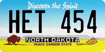 ND license plate HET454