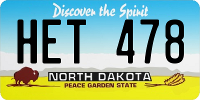 ND license plate HET478