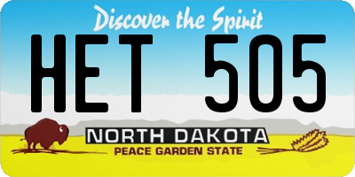 ND license plate HET505