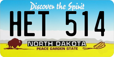 ND license plate HET514