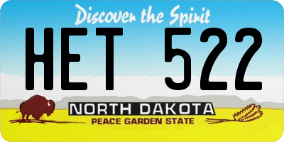 ND license plate HET522