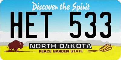 ND license plate HET533