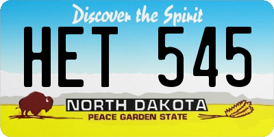 ND license plate HET545