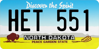 ND license plate HET551