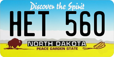 ND license plate HET560