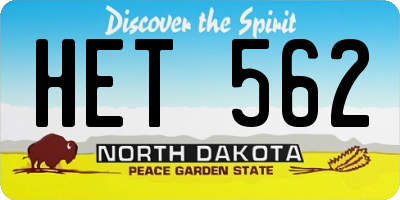 ND license plate HET562
