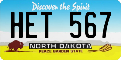 ND license plate HET567