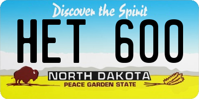 ND license plate HET600