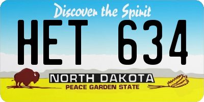 ND license plate HET634