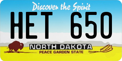 ND license plate HET650