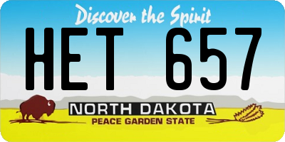 ND license plate HET657