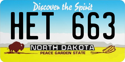 ND license plate HET663