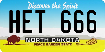 ND license plate HET666