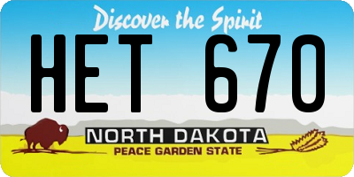 ND license plate HET670