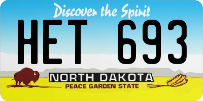 ND license plate HET693