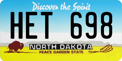 ND license plate HET698