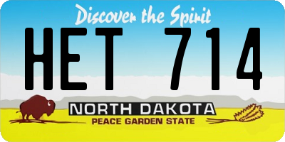 ND license plate HET714