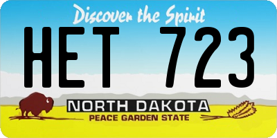 ND license plate HET723